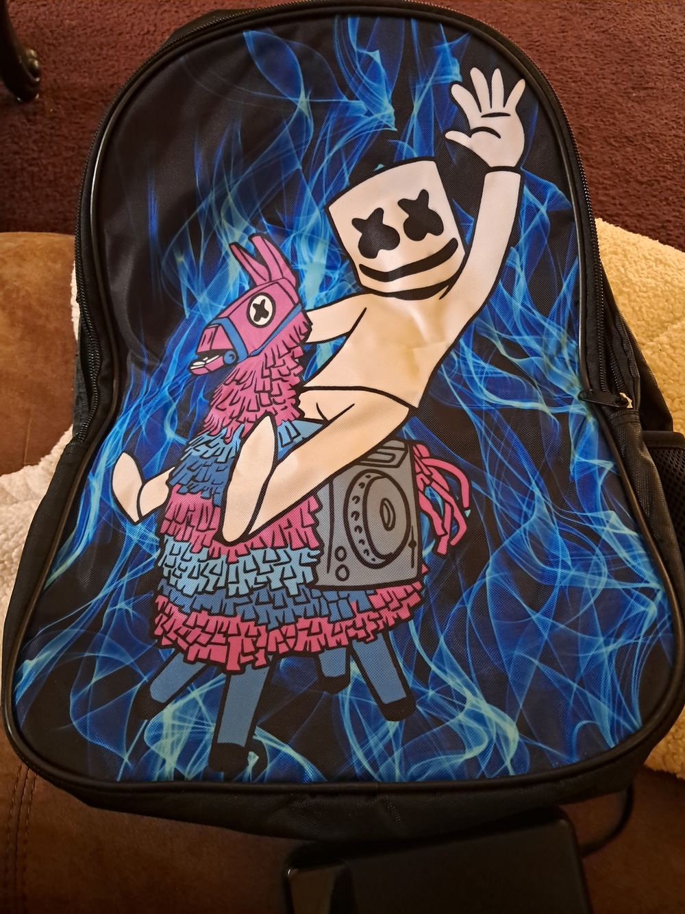 Blue Marshmello Llama Graphic Men's Backpack